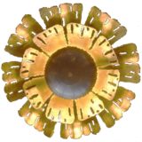 Svend Aage Holm Sørensen brass flush mount round brutalist flower sunburst ceiling lamp 1960s 1970s Denmark