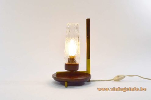 1950s Brass And Wood Bedside Lamp 1