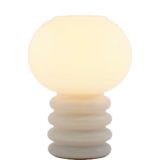 1960s opal glass table lamp round frosted rings base globe lampshade Glashütte Limburg Massive 1970s design