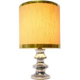 1970s chrome table lamp round base conical rings fabric lampshade blue felt Massive 1960s vintage