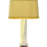 Brass and stainless steel table lamp square base sloping slats fabric lampshade Massive 1970s 1980s vintage