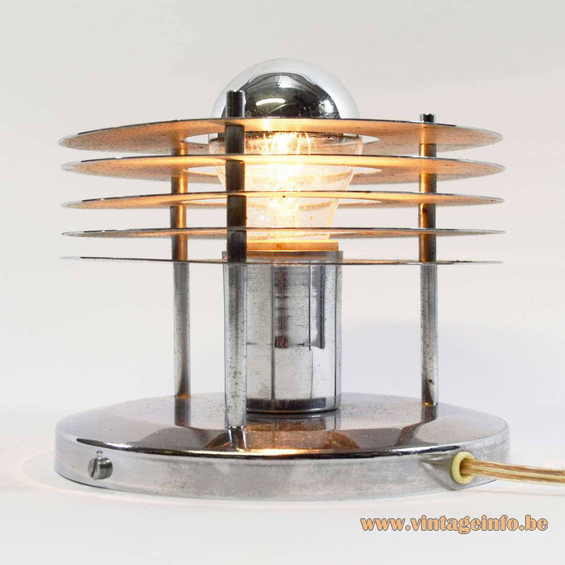 1960s/1970s chrome Saturn wall lamp or flush mount by Massive, Belgium