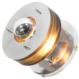 Chrome Saturn wall lamp flush mount 4 discs lampshade silver tipped bulb Massive Reggiani 1970s Italy