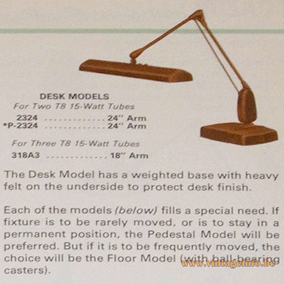 Dazor Floating Fixture 2324 Work Lamp - 1960s Catalogue