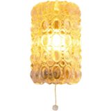 Glashütte Limburg amber glass wall lamp Sirius flush mount curved rectangular glass lampshade Helena Tynell 1970s