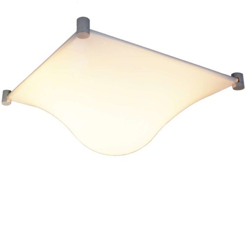 Martinelli Luce Bolla flush mount 1960 design: Elio Martinelli square curved white acrylic lampshade wall lamp