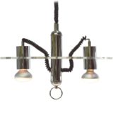 Rise & Fall Pillola spotlight pendant lamp 1968 design: Ezio Didone clear acrylic chrome tubes Valenti