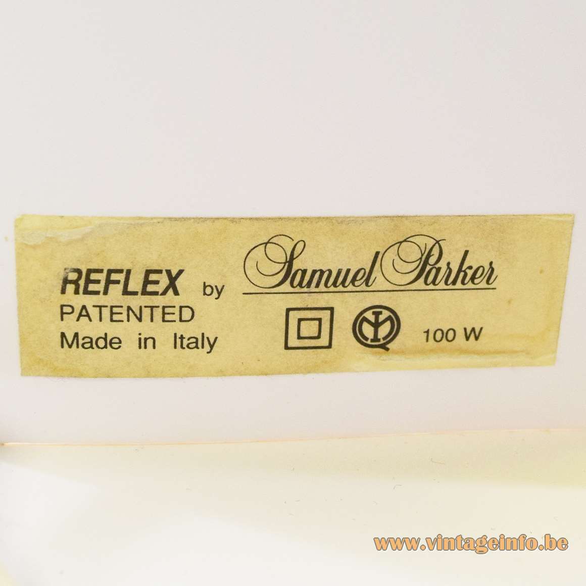 Samuel Parker Reflex table lamp Moon Slamp Opalflex 1980s 1990s design Italy plastic light label