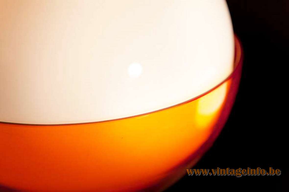 Carlo Nason AV Mazzega LT216 table lamp 1968 design orange glass base opal globe 1960s 1970s