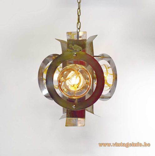 Chrome and Amber Glass Chandelier 3