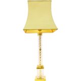 Cristal d'Albret table lamp gilded square brass base crystal glass beam & tube pagoda lampshade 1960s 1970s