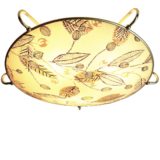 ERCO round vinyl flush mount round plastic lampshade aluminium ring & rods red Bakelite 1950s 1960s Germany