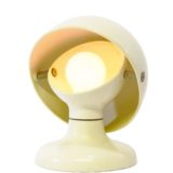 FLOS Jucker table lamp 1960s design: Tobia Scarpa white aluminium base adjustable eclipse helmet lampshade Italy