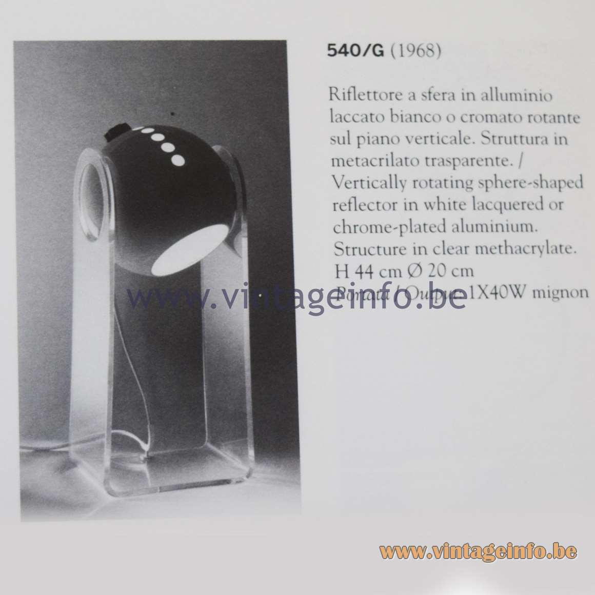 Gino Sarfatti - Selected Works 1938-1973 - 540 G Table Lamp 1968