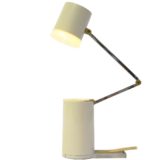Kreo folding bedside table lamp chrome rods white plastic tube base & lampshade NA-101 Nanbu 1960s 1970s
