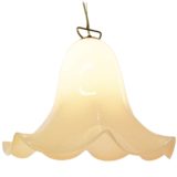 Murano petticoat pendant lamp ochre & white striped flower skirt fazzoletto glass lampshade Kalmar Franken 1960s 1970s