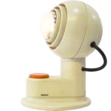 Osram Concentra Agilo table lamp Schlagheck Schultes Design white metal orange plastic button magnet globe 1970s