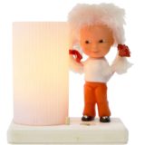 Pieter Klick table lamp plastic white base rubber girl doll tubular lampshade Parabel-Electric Germany 1960s 1970s