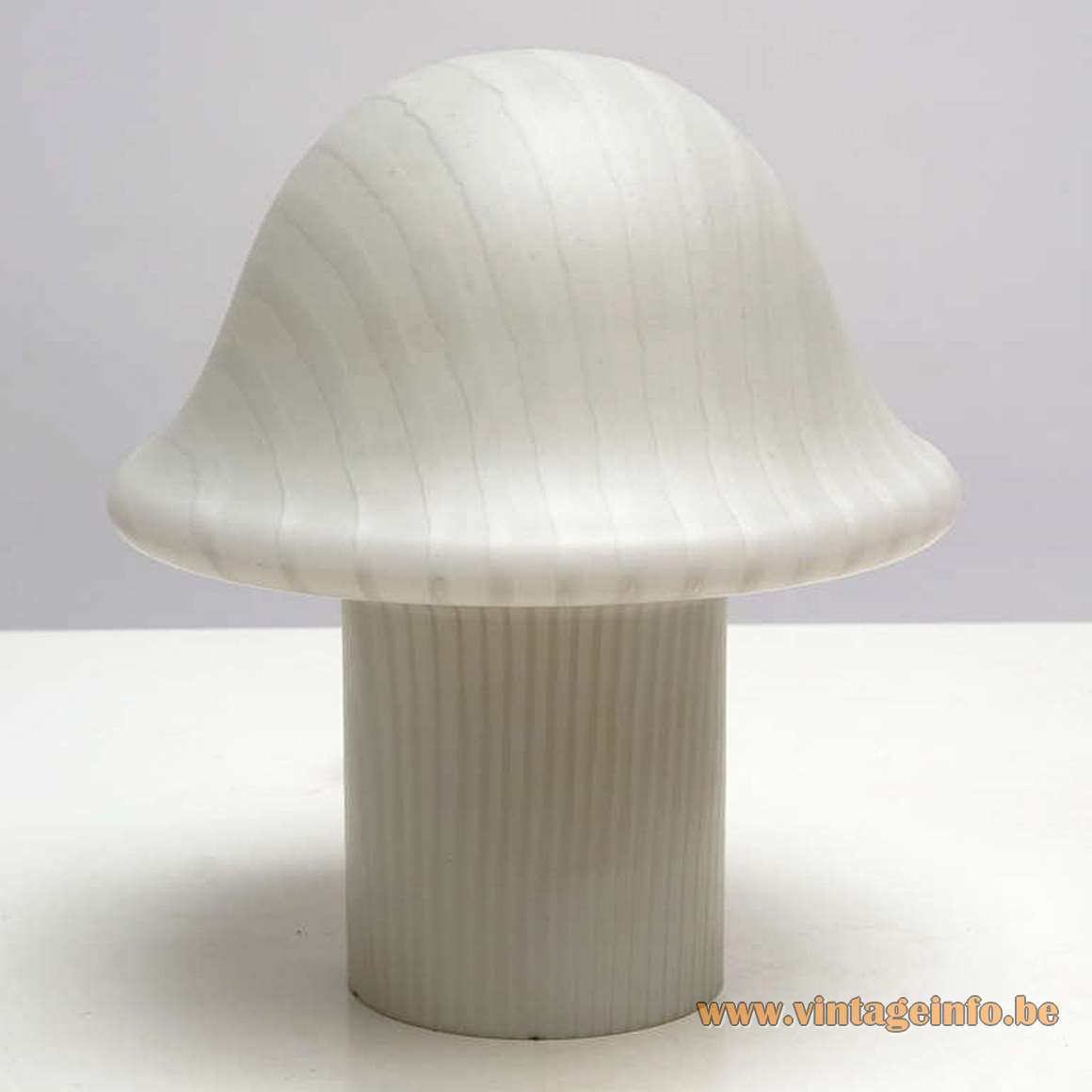 Peill + Putzler striped mushroom table lamp round base satin opal glass lampshade 1970s 1980s Germany
