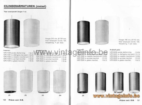 Philips 1960s Cylindrical Pendant Lamp - 1970 Philips Catalogue Picture