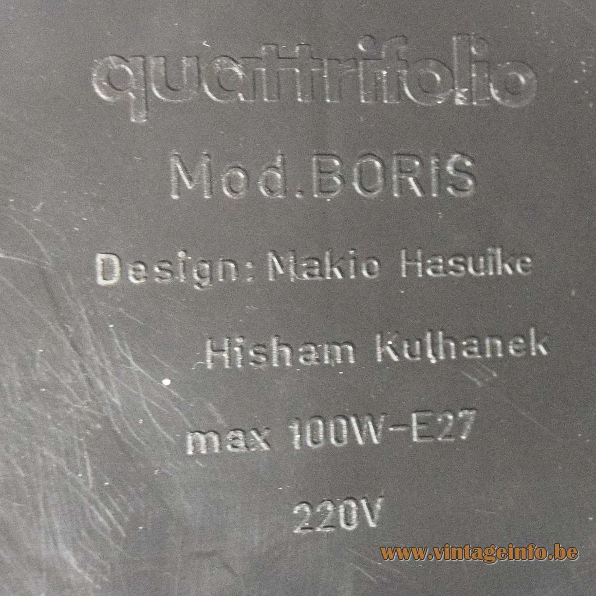 Quattrifolio Boris Desk Lamp - 1992 - Text on the bottom of the base