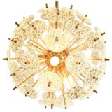 Val Saint Lambert Sputnik chandelier glass discs lampshade brass rods Massive Boulanger 12 E14 sockets Belgium