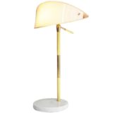 1950s handle table lamp Stilux round marble base brass rod yellow & acrylic slice lampshade Italy 1960s