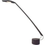 1980s Dove desk lamp black round plastic base rod & rectangular lampshade PAF Studio Nemo Lighting Italy