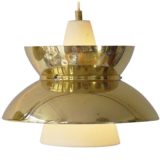 Louis Poulsen Doo-Wop pendant lamp design: Henning Klok brass lampshade white metal conical tube 1950s 1960s