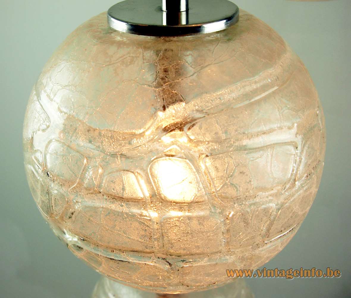 DORIA cascading snowball chandelier 4 pendant lamp glass globes chrome rods round white canopy 1960s 1970s