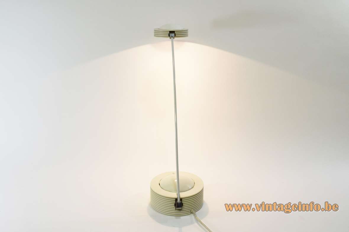 E Lite Lugano desk lamp round base lampshade long thin rod Targetti Sankey halogen 1980s 1990s
