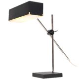 Leclaire & Schäfer desk lamp black square base rectangular perforated lampshade acrylic diffuser chrome rods 1960s vintage
