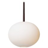 Luxus globe pendant lamp satin opal glass lampshade teak rod design: Uno & Östen Kristiansson 1960s Sweden