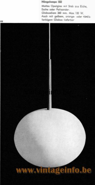 Luxus Globe Pendant Lamp 552 - 1964 Catalogue Picture