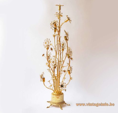 Palwa Gilded Brass and Glass Flowers Floor Lamp 1