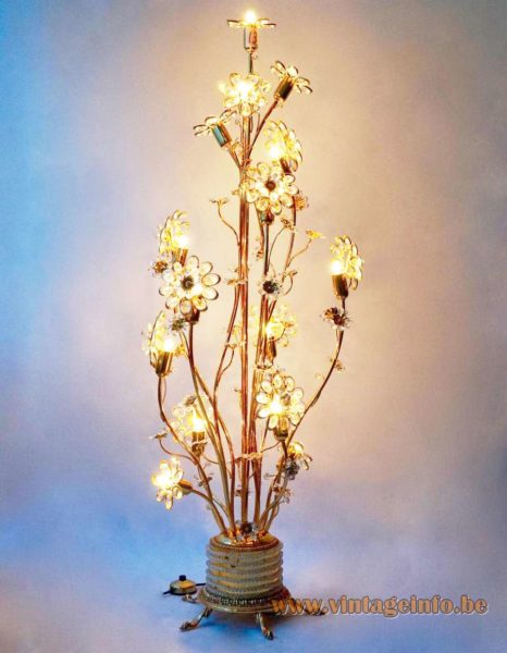 Palwa Gilded Brass and Glass Flowers Floor Lamp 3