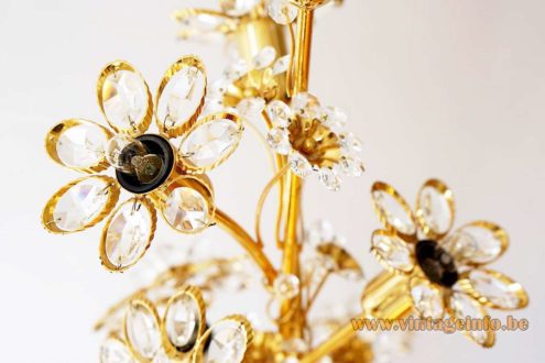 Palwa Gilded Brass and Glass Flowers Floor Lamp 4