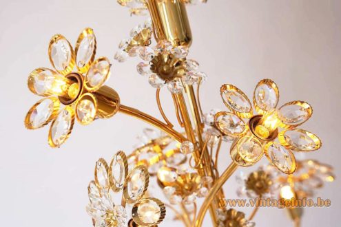 Palwa Gilded Brass and Glass Flowers Floor Lamp 6