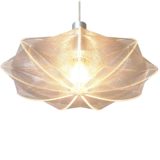 Paul Secon nylon thread pendant lamp plastic wire lampshade round acrylic frame Sompex Germany 1960s 1970s
