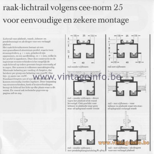 Raak Amsterdam Light Catalogue 8 - 1968 - Raak lichtrail volgens cee-norm 25 - voor eenvoudige en zeker montage (light rail according to cee standard 25 - for simple and secure installation)