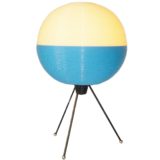 Rotaflex tripod globe table lamp blue & white plastic Rhodoïd lampshade design: Pierre Guariche 1950s 1960s A.R.P.