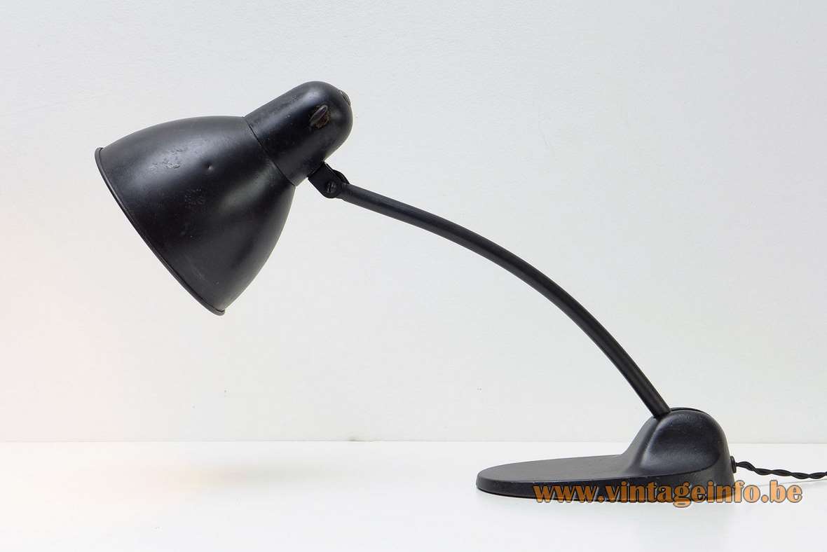 Siemens-Schuckertwerke L299 desk lamp black cast iron base metal rod lampshade 1920s 1930s Bauhaus art deco
