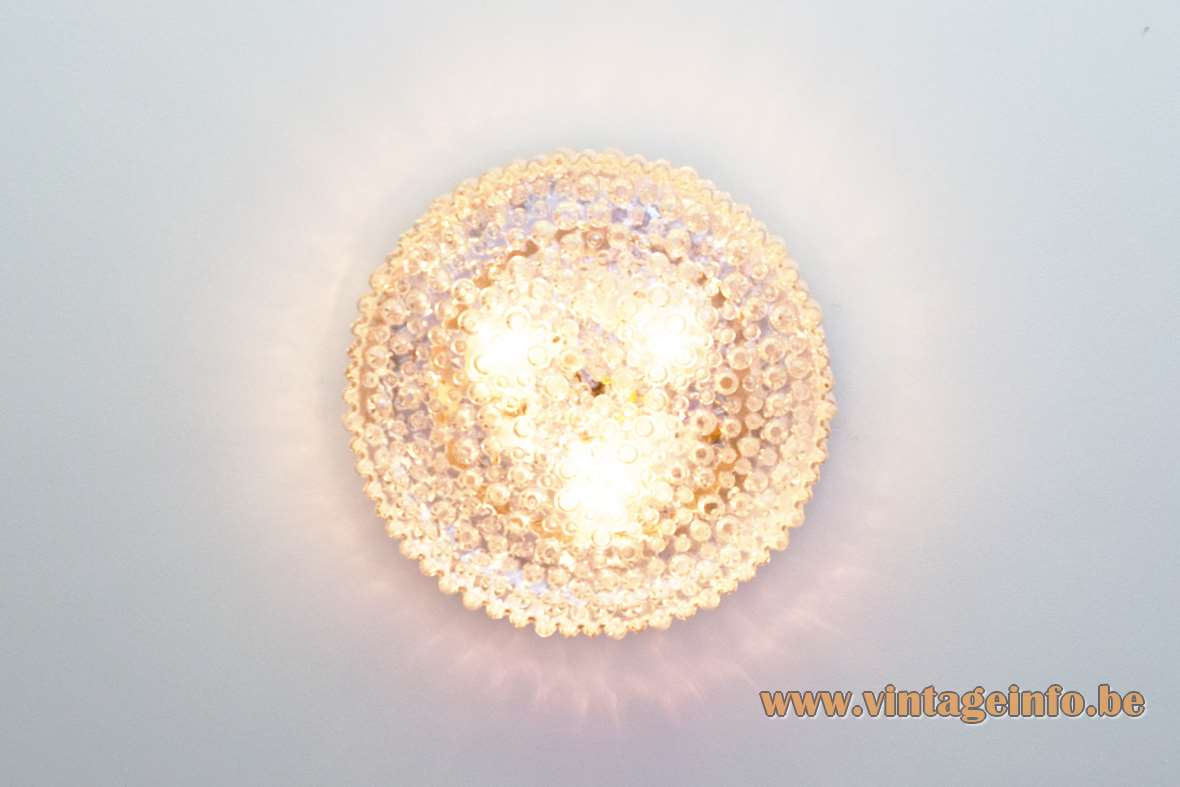 Staff bubble glass flush mount wall lamp big round embossed lampshade 1960s 1970s Germany E27 sockets