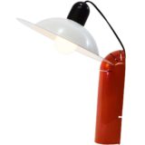 Stilnovo Lampiatta table lamp red plastic base white aluminium lampshade designers: De Pas, D’Urbino, Lomazzi 1970s