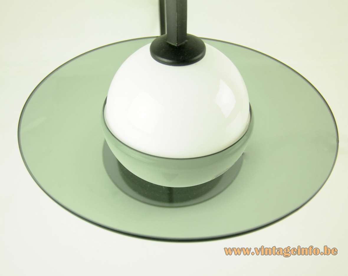 Studio Italia Design desk lamp opal globe lampshade clear green glass ring 1990s design: Andrea Tosetto
