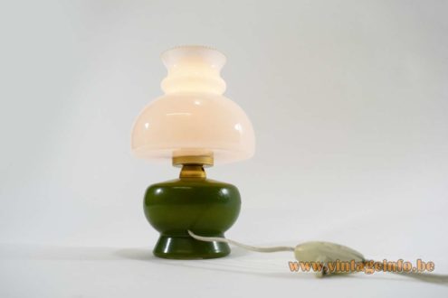1950s Olive Green White Glass Bedside Lamp 5