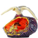 1950s Vallauris seagull table lamp in many colours tourist kitsch souvenir with shellfish starfish 1960s France