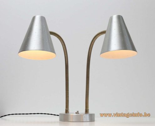 1960s Lightolier Aluminium Double Table Lamp 11
