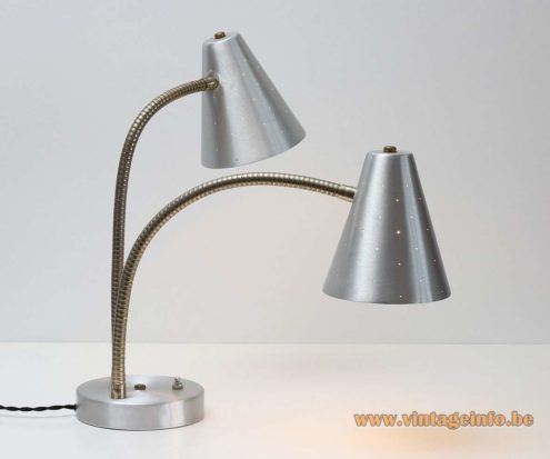 1960s Lightolier Aluminium Double Table Lamp 4