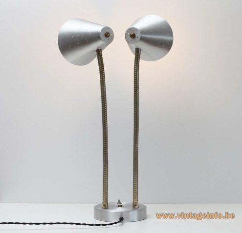 1960s Lightolier Aluminium Double Table Lamp 8